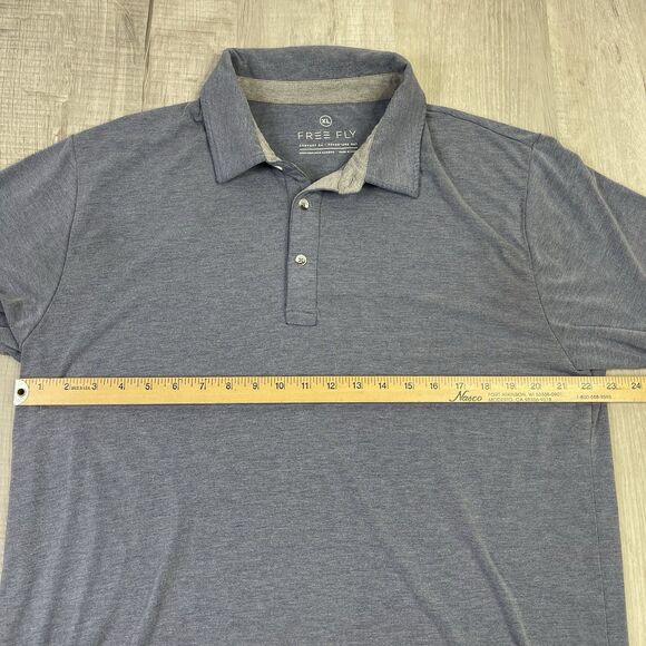 Free Fly Shirt Mens XL Blue Polo Performance Bamboo Short Sleeve Casual Golf J - Picture 7 of 9